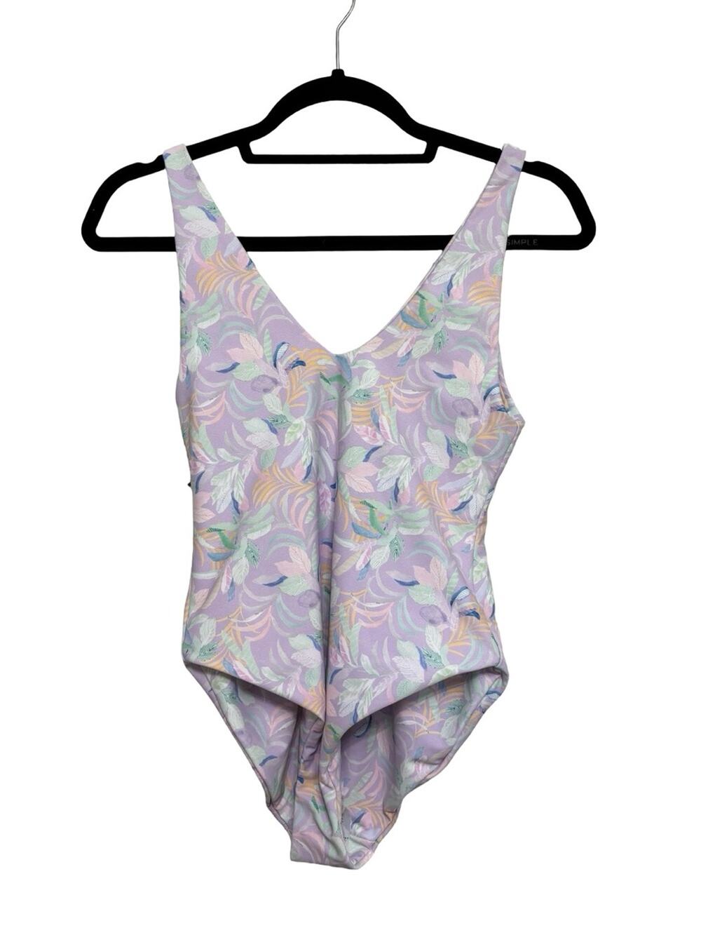 NEW SKATIE Amanda One Piece Swimsuit in Pastel Purple Leaf Print - Size S